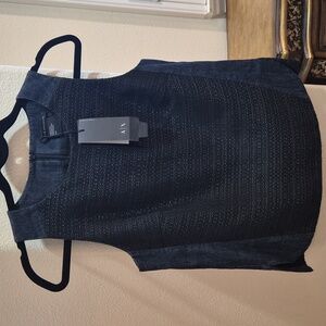 NWT Armani Exchange Women's Black Textured Sleeveless Blouse